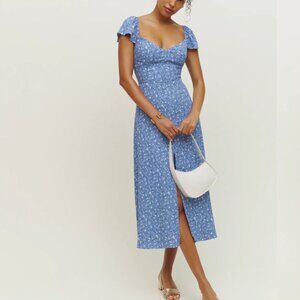 Reformation Blue Floral Midi Dress